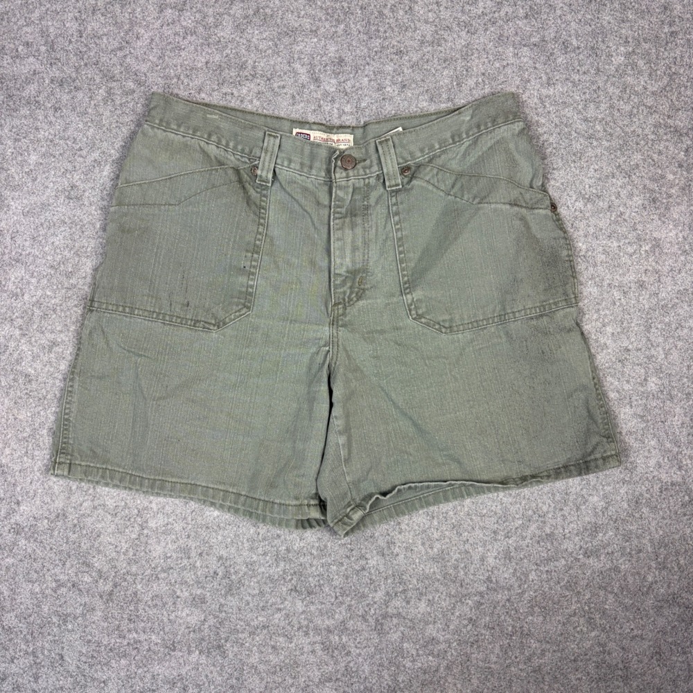 Faded Glory Mens Olive Green Utility Shorts Cotton Twill Size 14 FGL144254